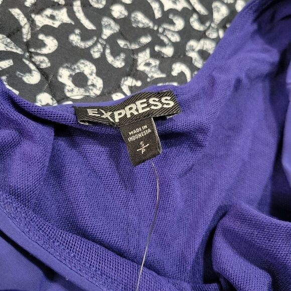 Express Blue Flowy Dressy Classy Office Summer Chic Loose Fit Tank Top Blouse - Picture 4 of 6